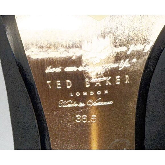 Ted Baker Millae Bootie Heels Black Suede Gold Zipper Stiletto Pointed 38.5/6 - Picture 14 of 16